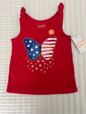 Jumping Beans Red, White, Blue “Flag” Butterfly Tank Top 3T Girl NWT